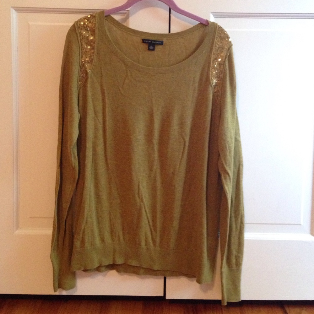 Banana Republic Olive Sweater with Gold Accents